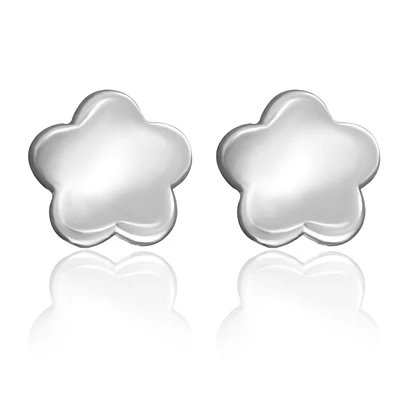 ARETES FLOR ORO BLANCO 14K