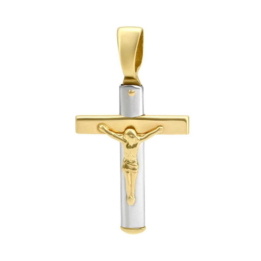 CRUZ CON CRISTO ORO BLANCO Y AMARILLO 14K 4.3CM