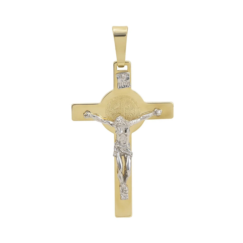 CRUZ CON MEDALLA DE SAN BENITO ORO 14K 4.5 CM