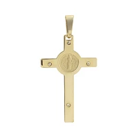 CRUZ CON MEDALLA DE SAN BENITO ORO 14K 4.5 CM