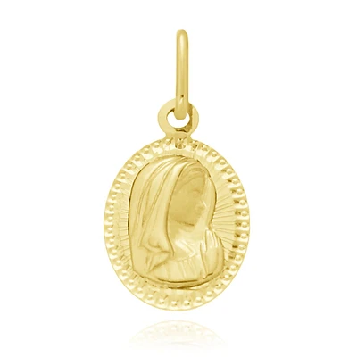 MEDALLA MADONA VIRGEN ORO 14K DIAMANTADO