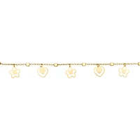 PULSERA FLOR CORAZON ORO 14K