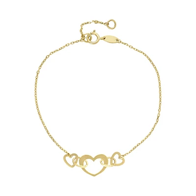 PULSERA TRIPLE CORAZON ORO 14K