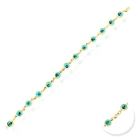 PULSERA DAMA OJITO AZUL ORO 14K 18 CMS