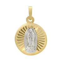 MEDALLA VIRGEN DE GUADALUPE ORO BLANCO Y AMARILLO 14K