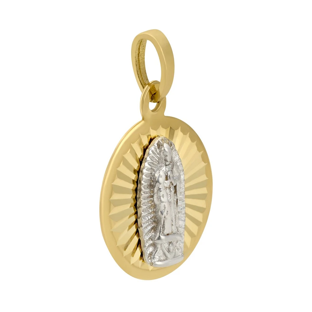 MEDALLA VIRGEN DE GUADALUPE ORO BLANCO Y AMARILLO 14K