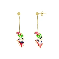 ARETES ORO 14K ESMALTE ROJO VERDE Y AZUL