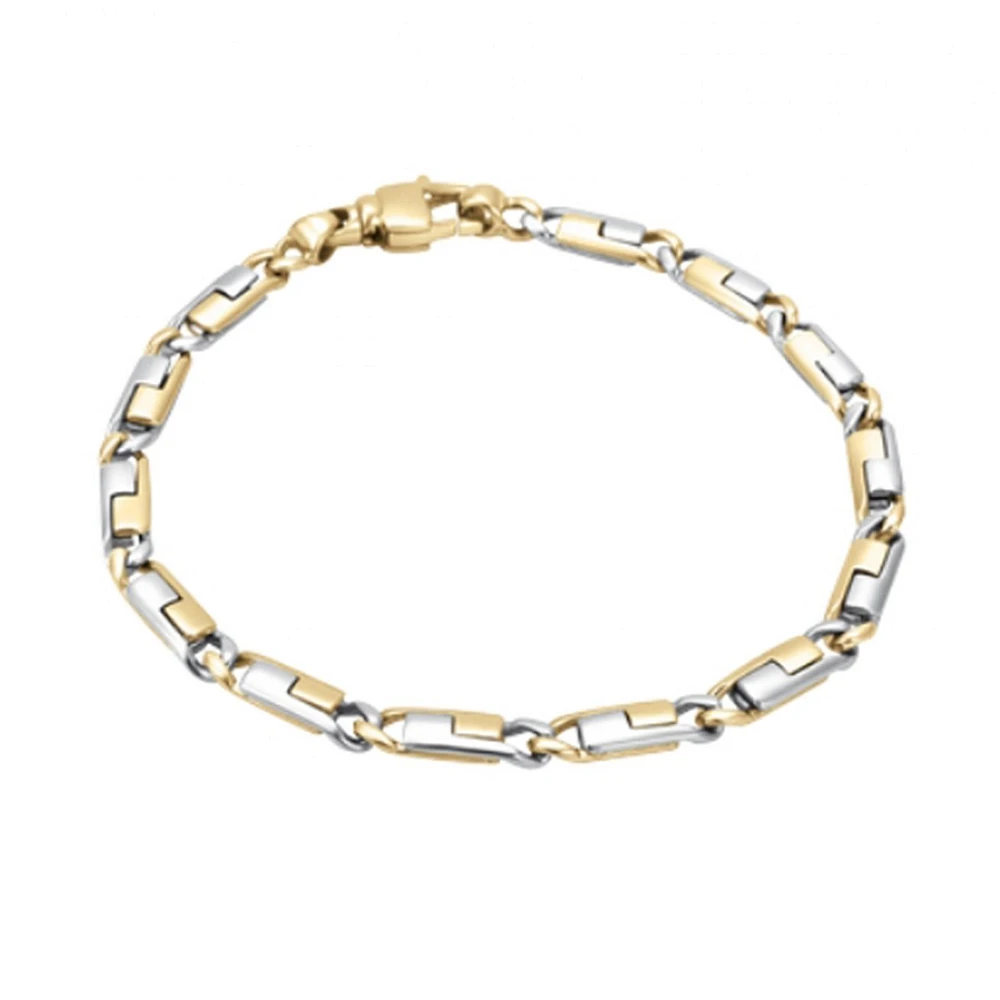 PULSERA CABALLERO ORO AMARILLO Y BLANCO ORO 14K