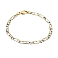 PULSERA CABALLERO ORO AMARILLO Y BLANCO ORO 14K