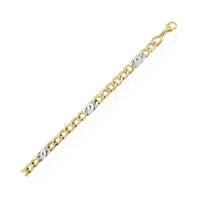 PULSERA CABALLERO ORO AMARILLO Y BLANCO 14K