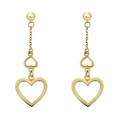 ARETES CORAZONES ORO 14K