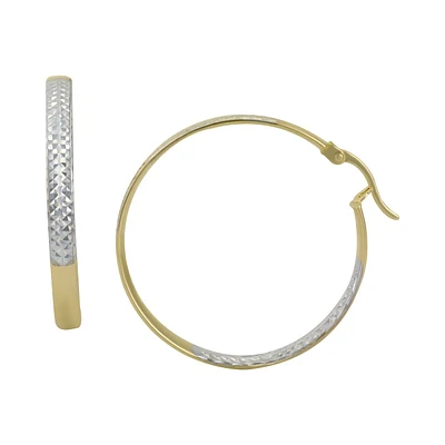 ARRACADAS ORO AMARILLO Y BLANCO 14K 30 MM