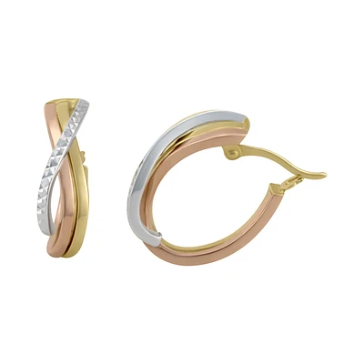 ARRACADAS ORO AMARILLO, BLANCO Y ROSA 14K