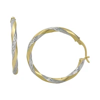 ARRACADAS ORO AMARILLO Y BLANCO 14K 2.5 CM