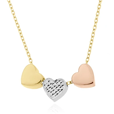 GARGANTILLA FLEXIBLE CORAZON ORO AMARILLO BLANCO Y ROSA  DIAMANTADO 14K