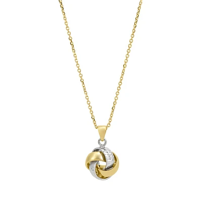 DIJE CON CADENA NUDO ORO BLANCO Y AMARILLO 14K