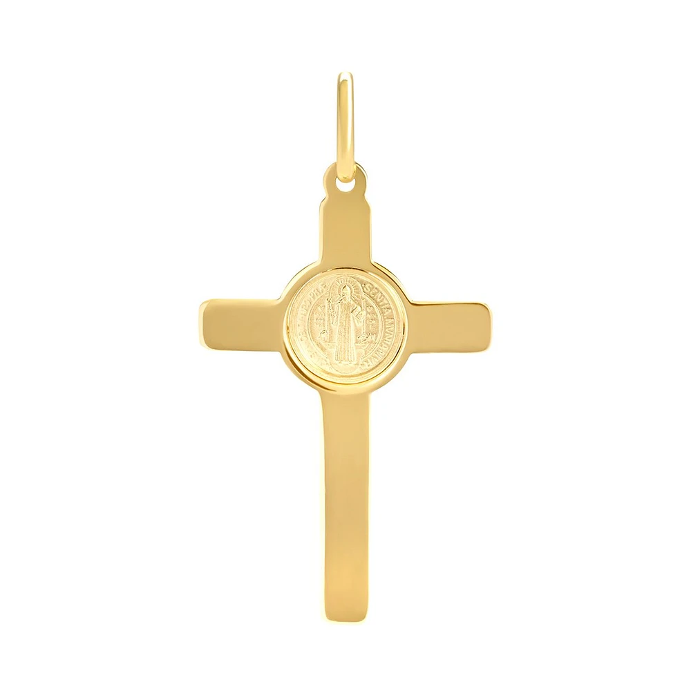 CRUZ CON SAN BENITO ORO 14K