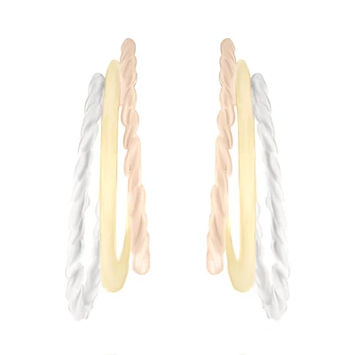 ARRACADAS ORO AMARILLO BLANCO Y ROSA 14K