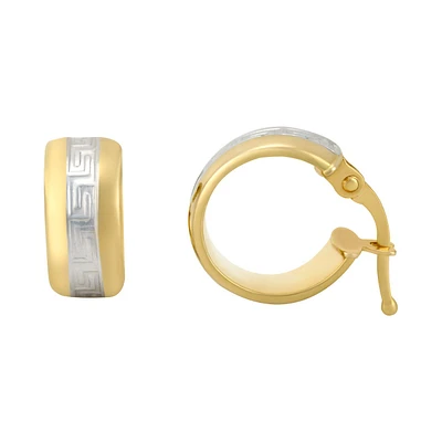 ARRACADAS GRECAS ORO AMARILLO Y BLANCO 14K