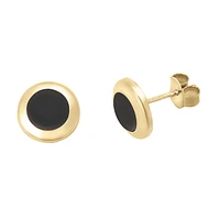 BROQUELES REDONDOS CON ONIX Y ORO 14K