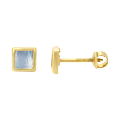 BROQUELES CUADRADOS ORO 14K