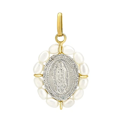 MEDALLA VIRGEN DE GUADALUPE PLATA CON PERLAS