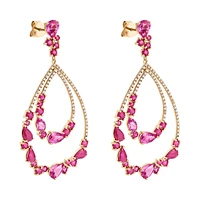 ARETES ORO ROSA 14K CON 52 PUNTOS DE DIAMANTE Y 6.93 QUILATES DE AMATISTA Y RUBI