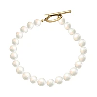 PULSERA DE PERLAS DE 6.5 - 7 MM CON ORO 14K