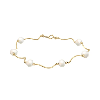 PULSERA DE PERLAS CON ORO 14K