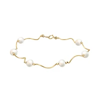 PULSERA DE PERLAS CON ORO 14K