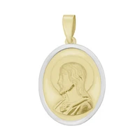 MEDALLA SAGRADO CORAZON ORO AMARILLO Y BLANCO 14K