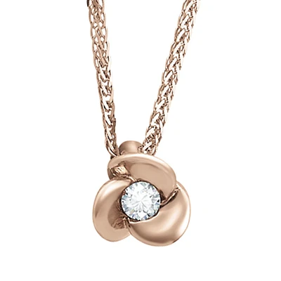 DIJE CON CADENA ORO ROSA 14K CON 7 PUNTOS DE DIAMANTE