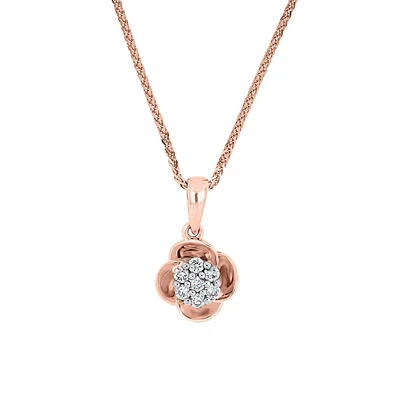 CADENA CON DIJE ORO ROSA 14K CON 14 PUNTOS DE DIAMANTE