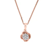 CADENA CON DIJE ORO ROSA 14K CON 14 PUNTOS DE DIAMANTE