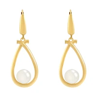 ARETES GOTA CON PERLA ORO 14K