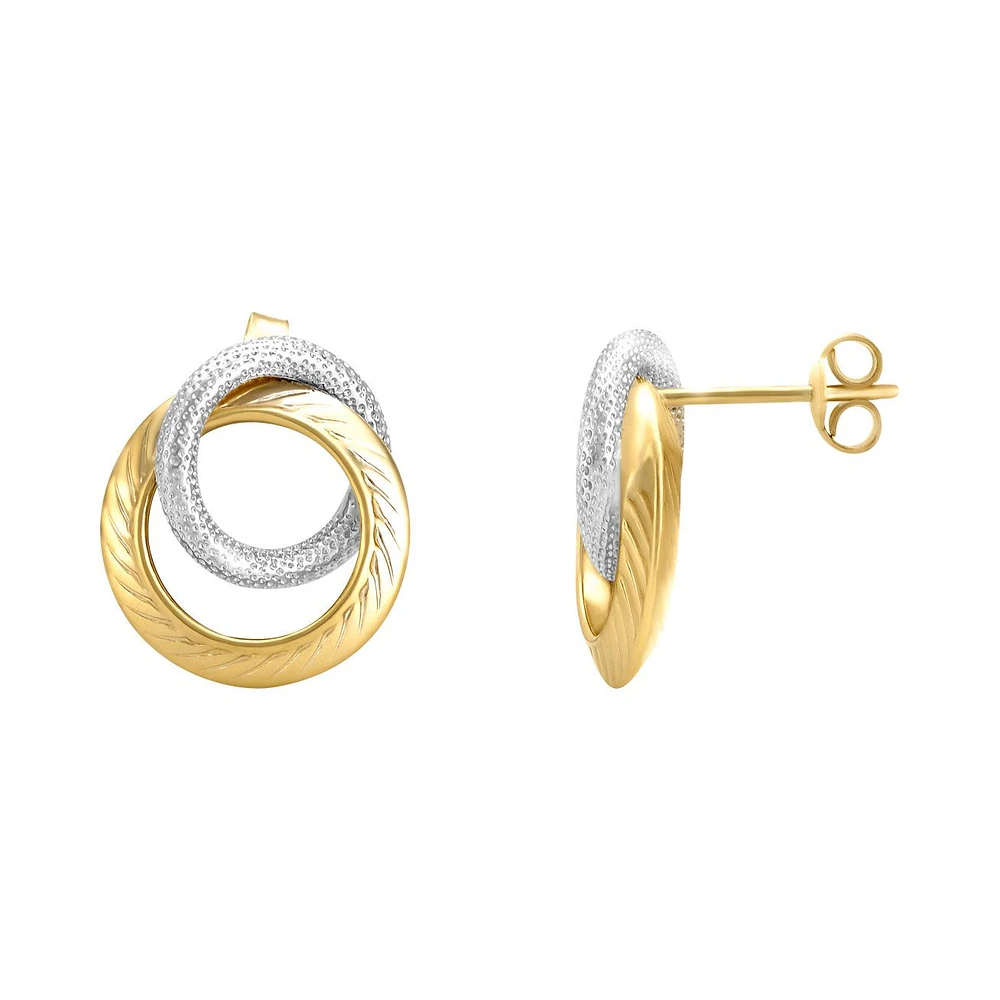 ARETES ORO BLANCO Y AMARILLO 14K 10MM