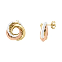 ARETES ORO BLANCO, AMARILLO Y ROSA 14K 20MM X 10MM