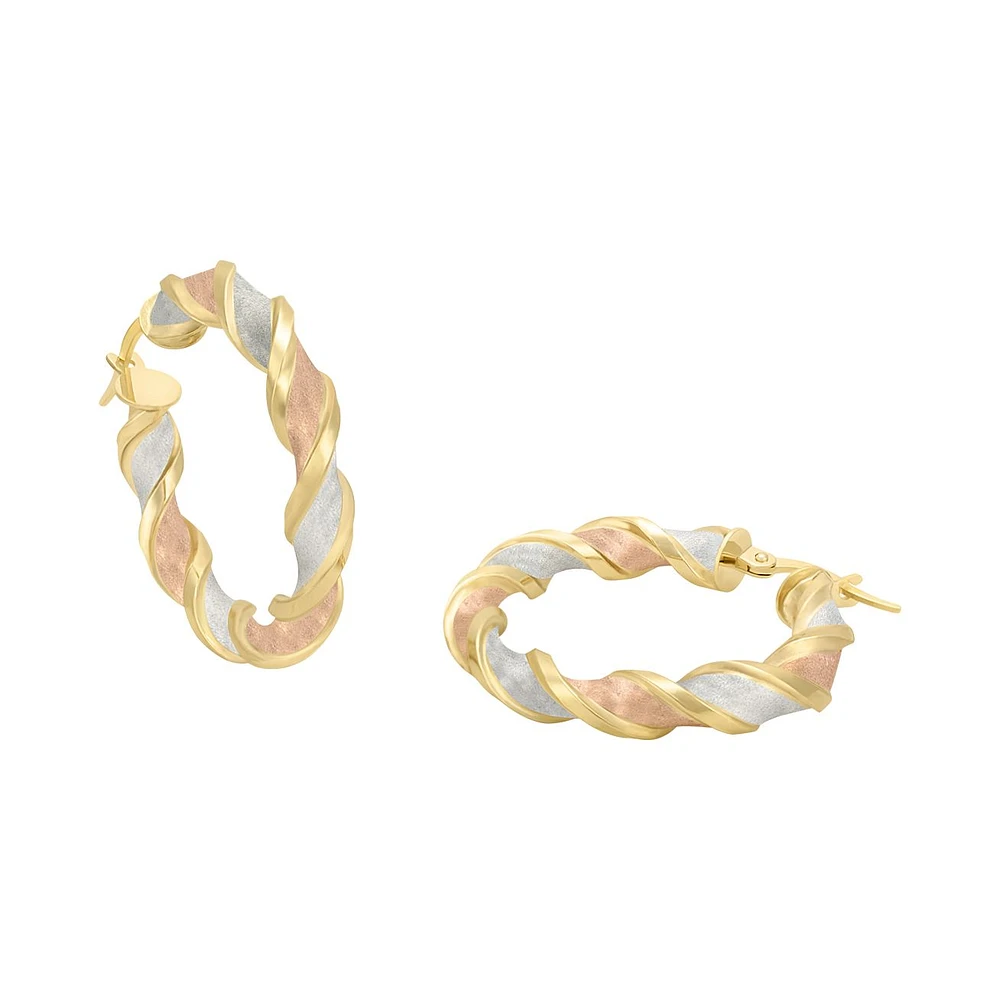 ARRACADAS ORO BLANCO, AMARILLO Y ROSA 14K