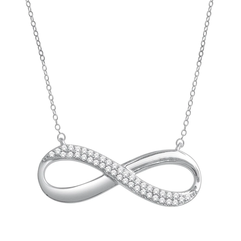 CADENA CON DIJE INFINITO ORO BLANCO 14K CON PUNTOS DE DIAMANTE