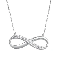 CADENA CON DIJE INFINITO ORO BLANCO 14K CON PUNTOS DE DIAMANTE