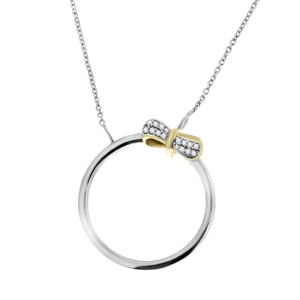 DIJE CIRCULO Y MOÑO CON CADENA DE ORO 14K CON DIAMANTE