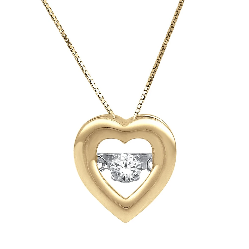 CADENA CON DIJE CORAZÓN ORO 14K CON DIAMANTE EN EL CENTRO