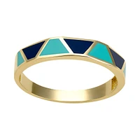 ANILLO ORO 14K CON ESMALTE AZUL