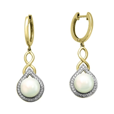 ARETES ORO 14K CON DIAMANTE Y PERLA