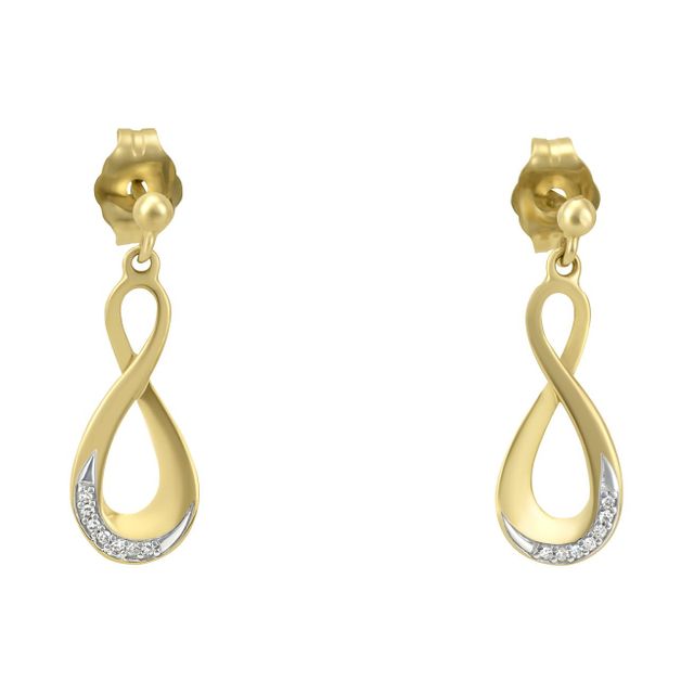 Cristal Joyas ARETES ORO 14K CON MEDIO PUNTO DE DIAMANTE