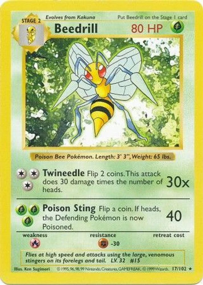 Beedrill - 17/102 - Rare - Shadowless Edition