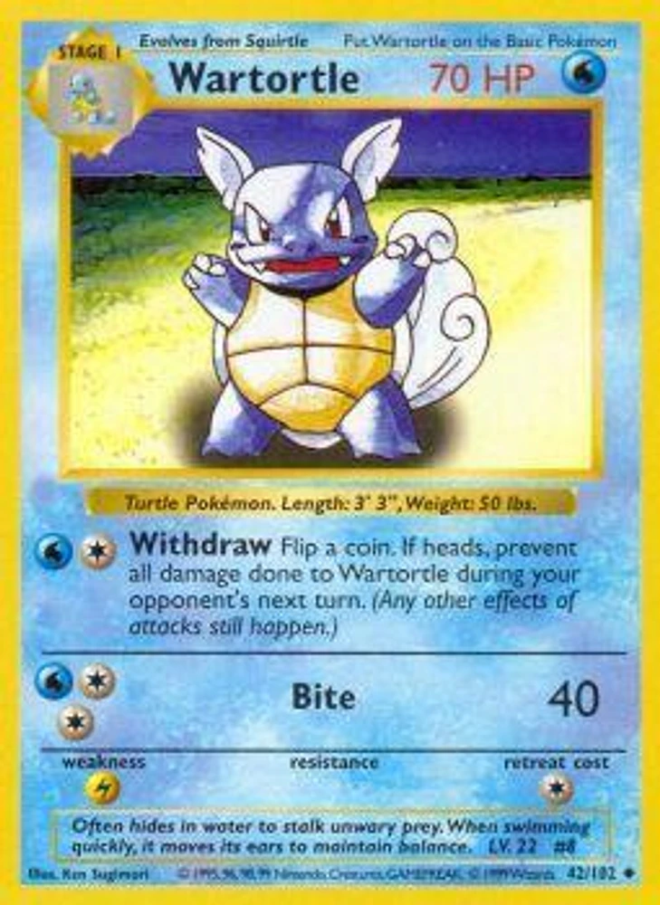 Wartortle - 42/102 - Uncommon - Shadowless Edition