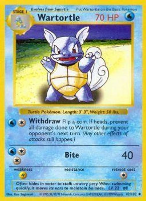 Wartortle - 42/102 - Uncommon - Shadowless Edition