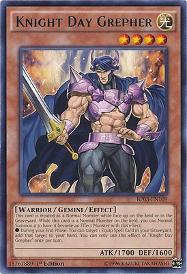 Knight Day Grepher - BP03-EN109 - Rare - 1st Edition