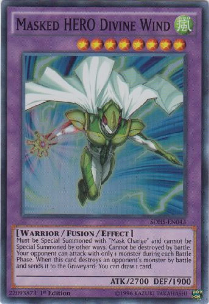 Masked HERO Divine Wind - SDHS-EN043 - Super Rare - 1st Edition